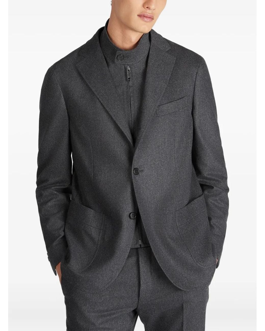 Incotex Gray Removable-Panel Flannel Jacket for men