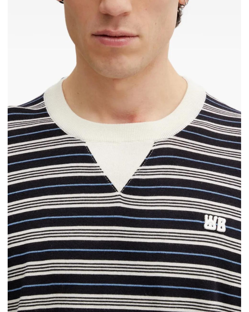 Wales Bonner Black Song Horizontal-Striped T-Shirt for men