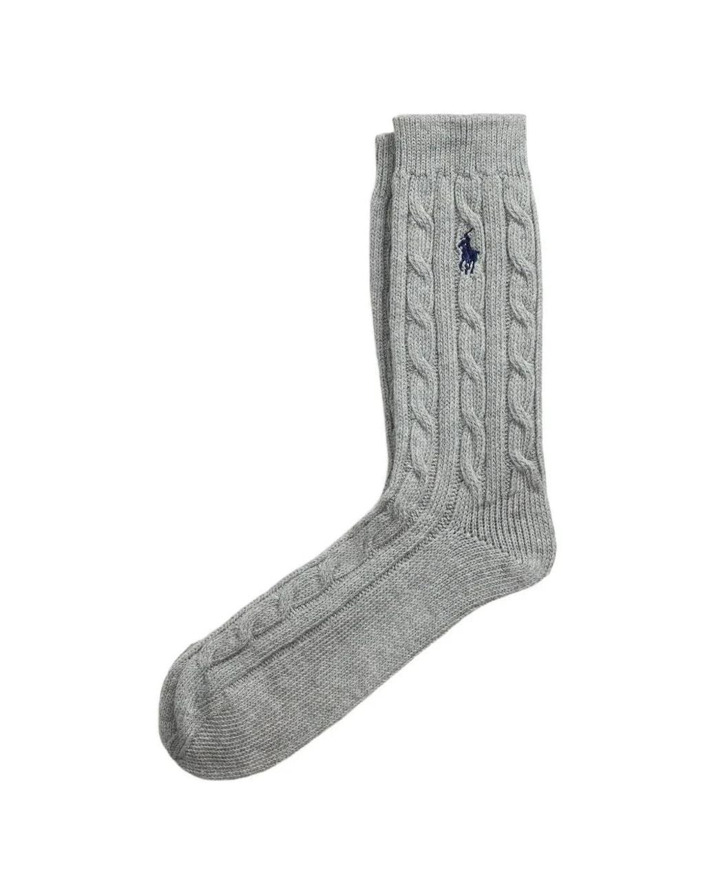 Polo Ralph Lauren Gray Cable-Knit Pony Socks