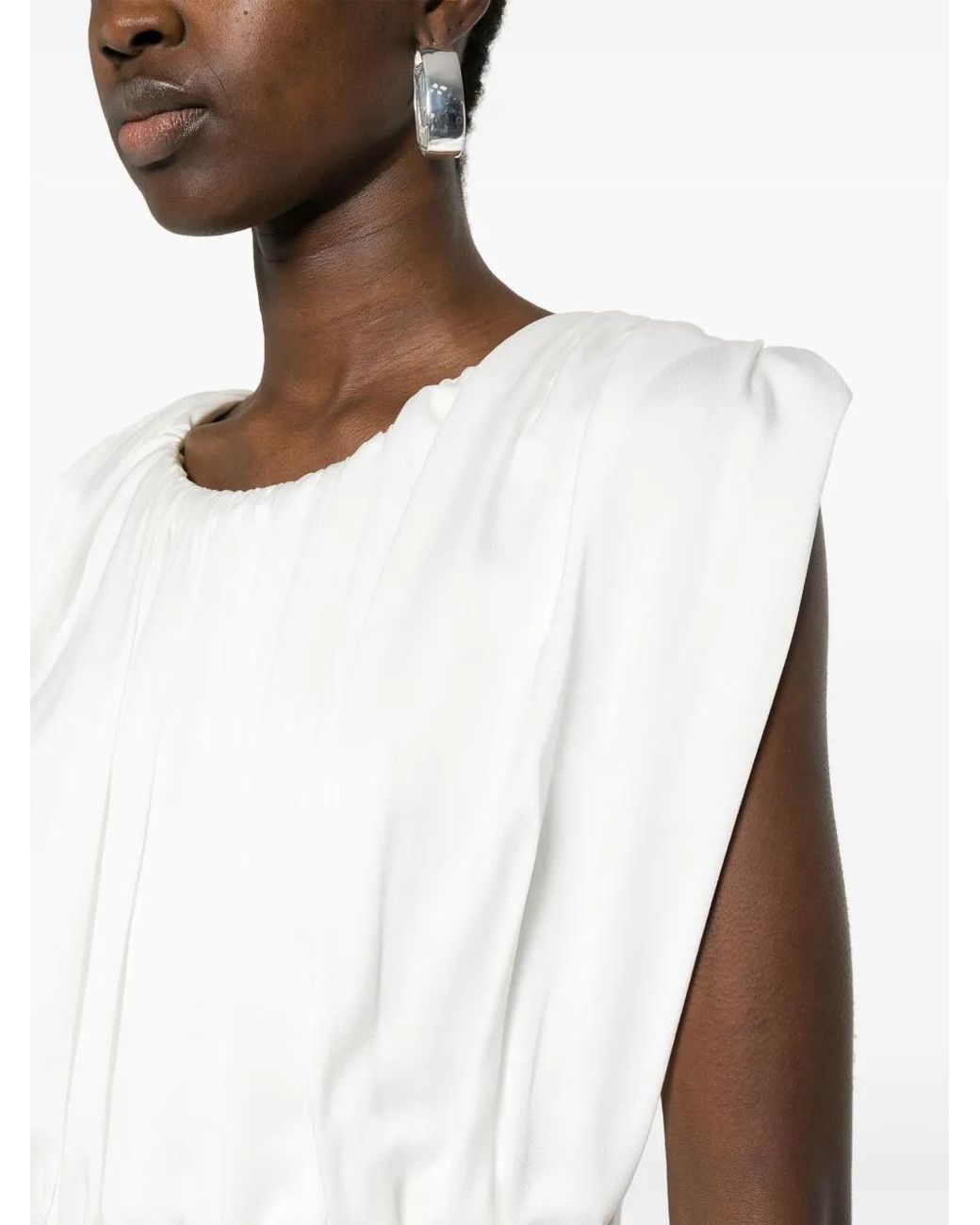 Jil Sander White Top Fruncido Top