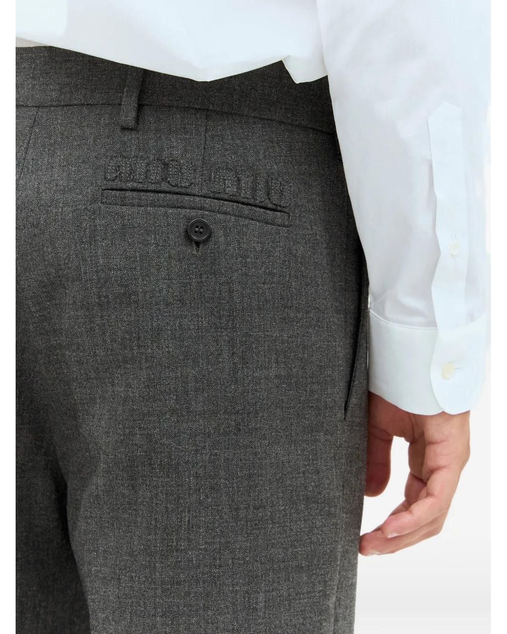 Miu Miu Gray Logo-Patch Trousers for men