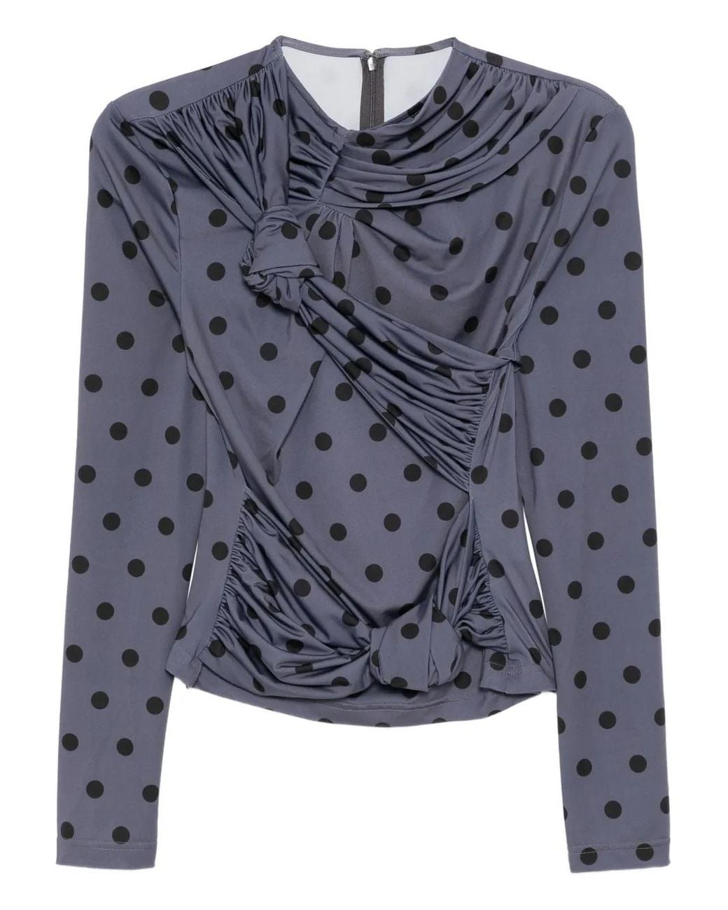 ROKH Blue Polka-Dot Knotted Top