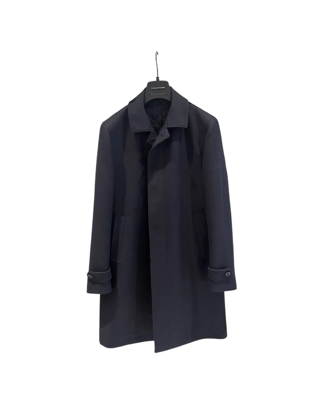Tagliatore Blue Button-Cuff Single-Breasted Coat for men