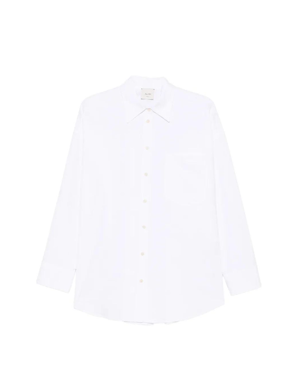 Alysi White Chest-Pocket Button-Up Shirt