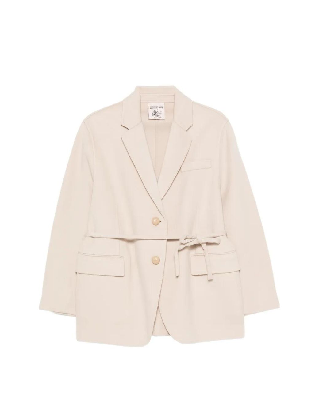 Semicouture Natural Belted Wool Coat