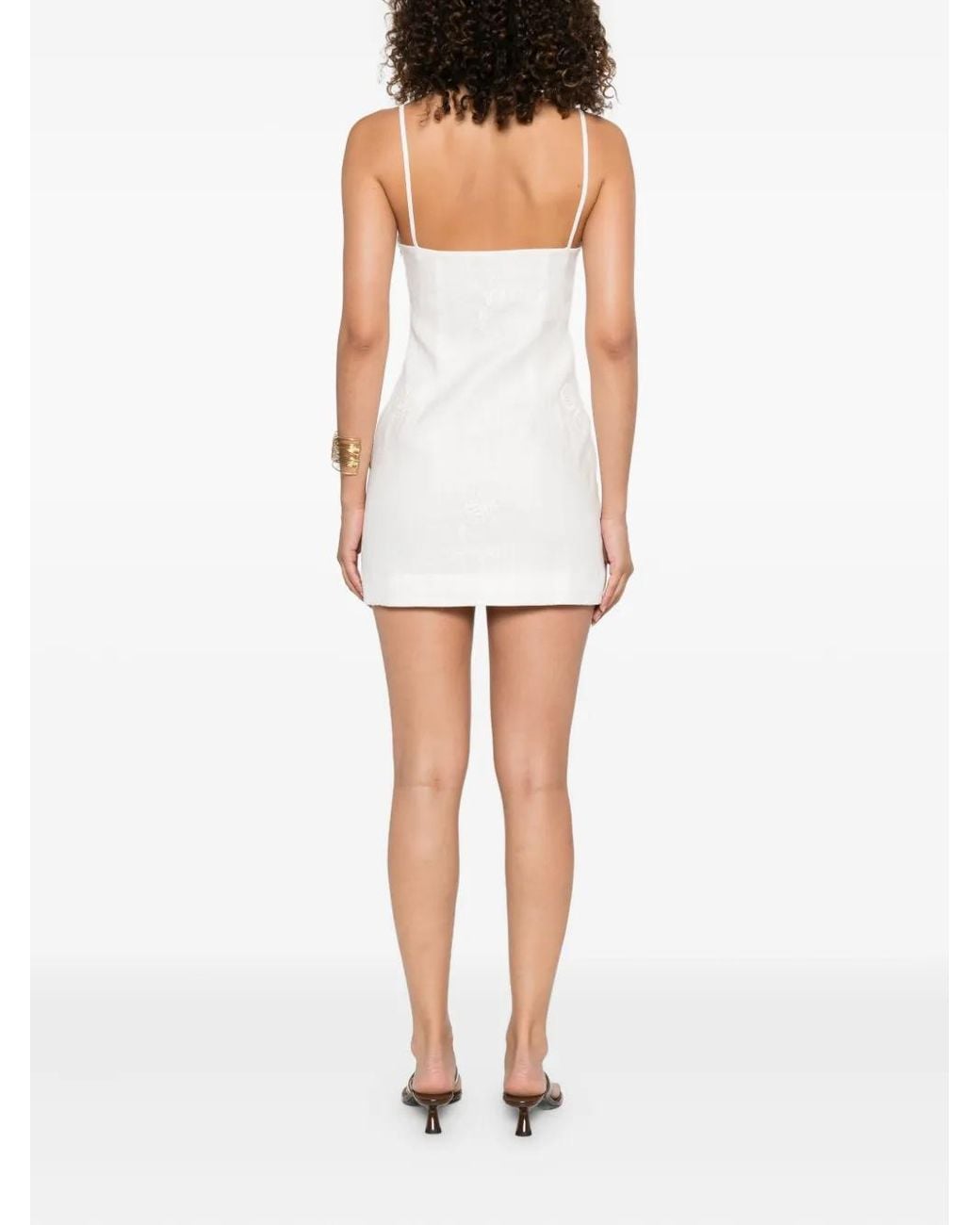 Sir White Embroidered Spaghetti-Strap Mini Dress
