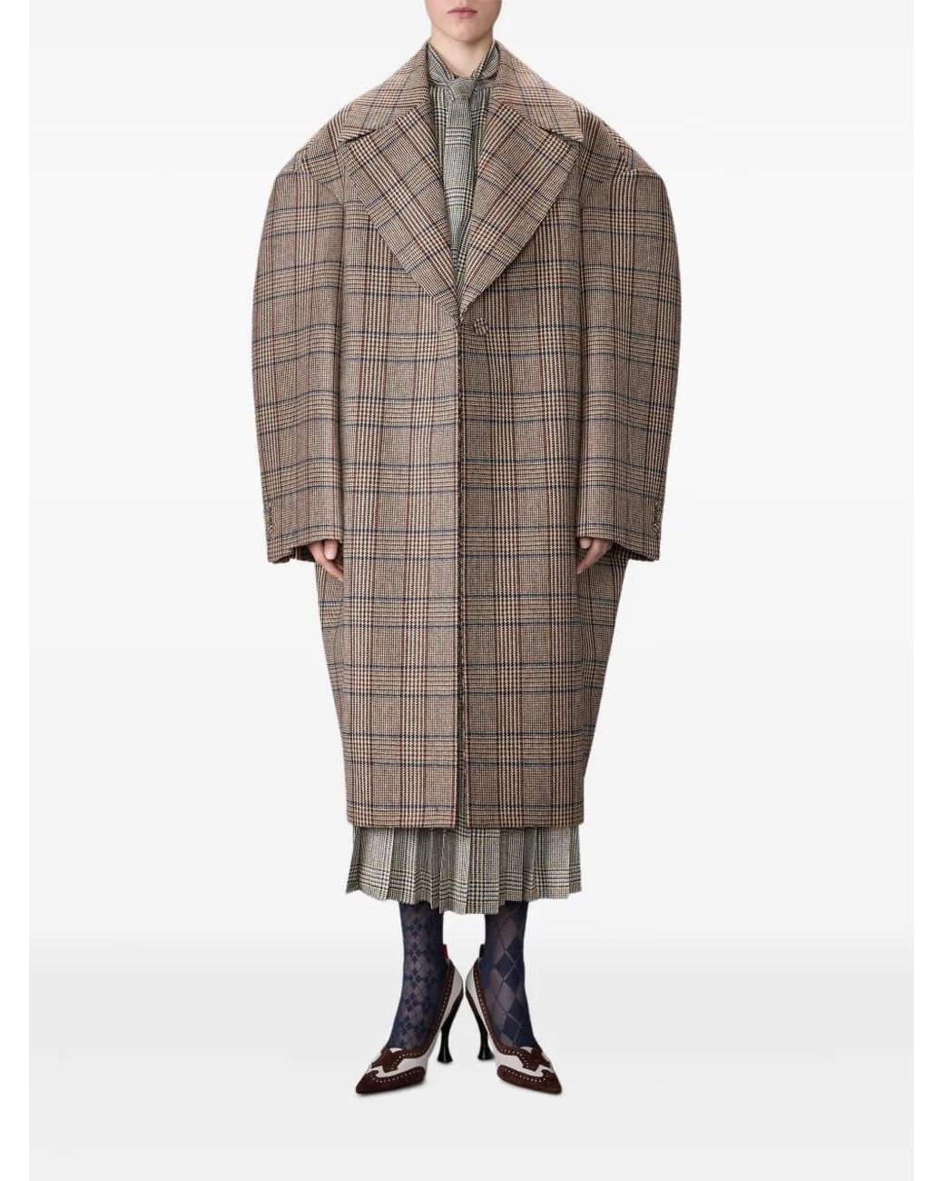Thom Browne Gray Hunting Tweed Silk Twill Pleated Skirt