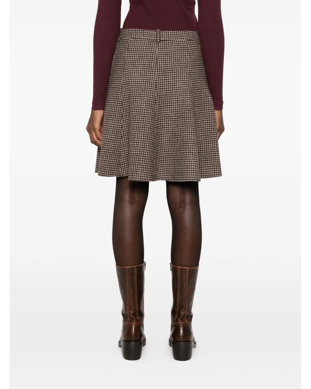 Gant Brown Houndstooth-Pattern Mini Skirt