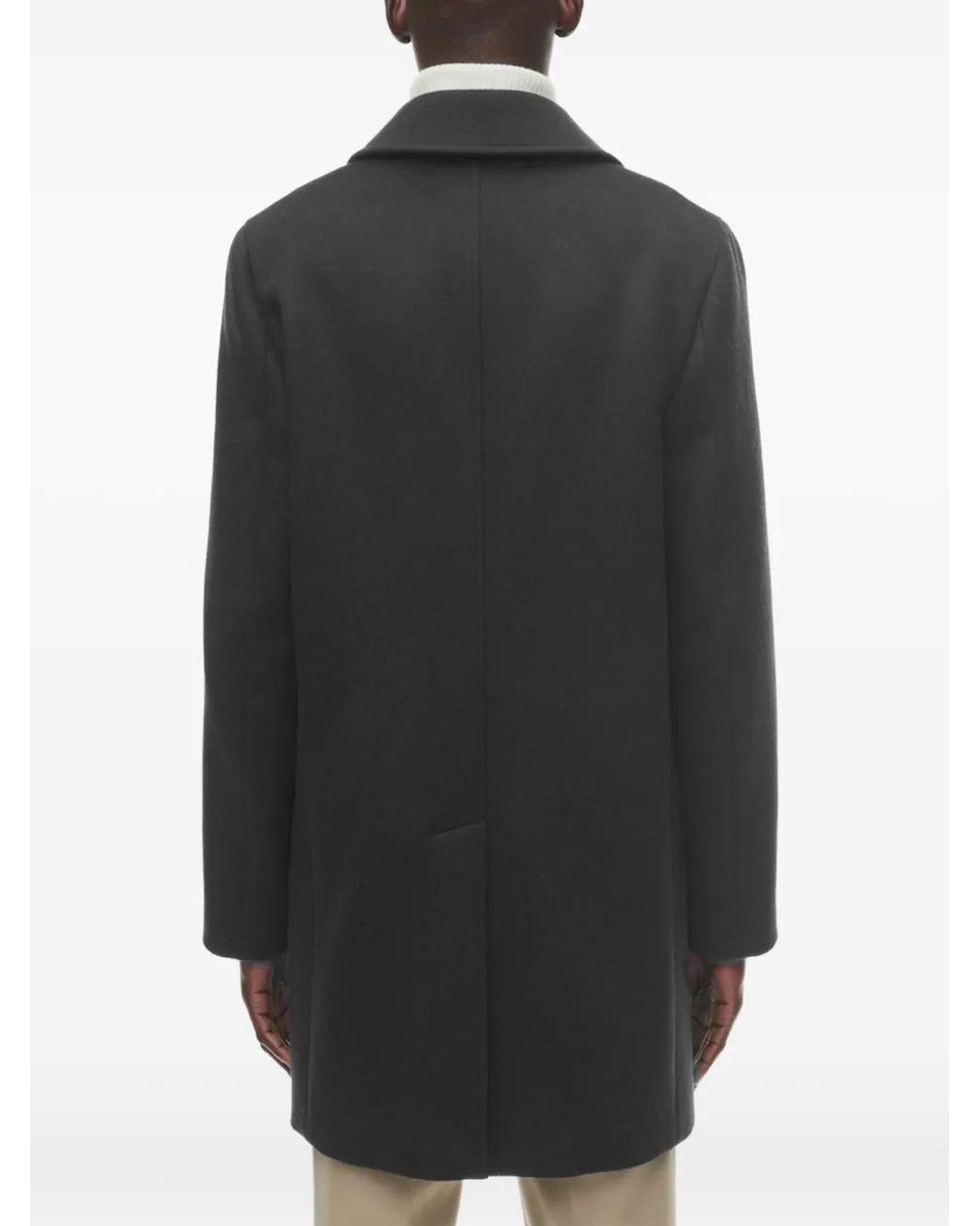 Fursac Black Button-Fastening Coat for men