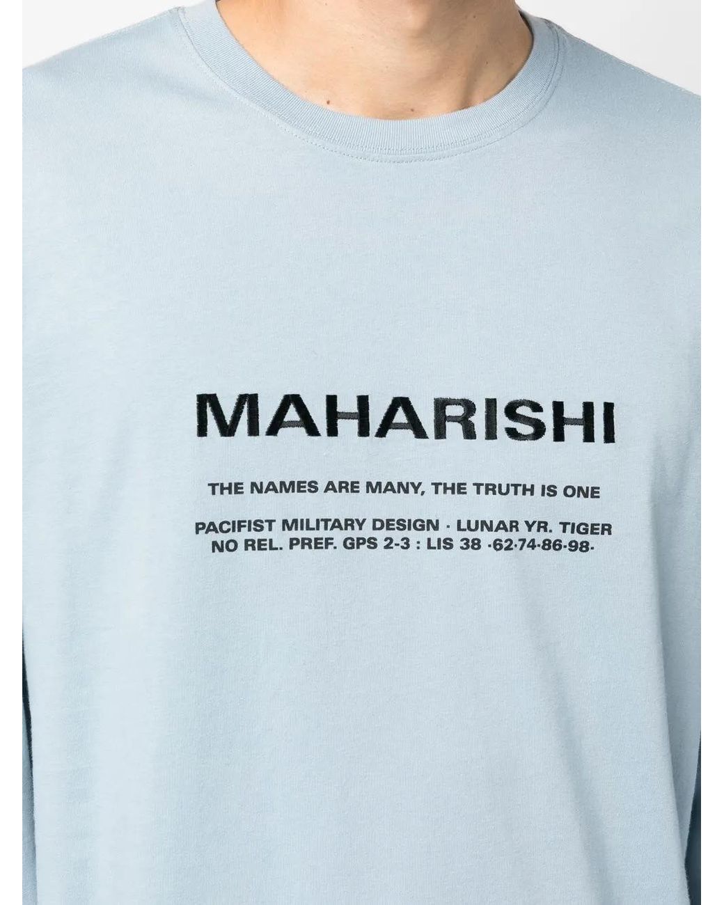 Maharishi Blue Logo-Print Long-Sleeve T-Shirt for men