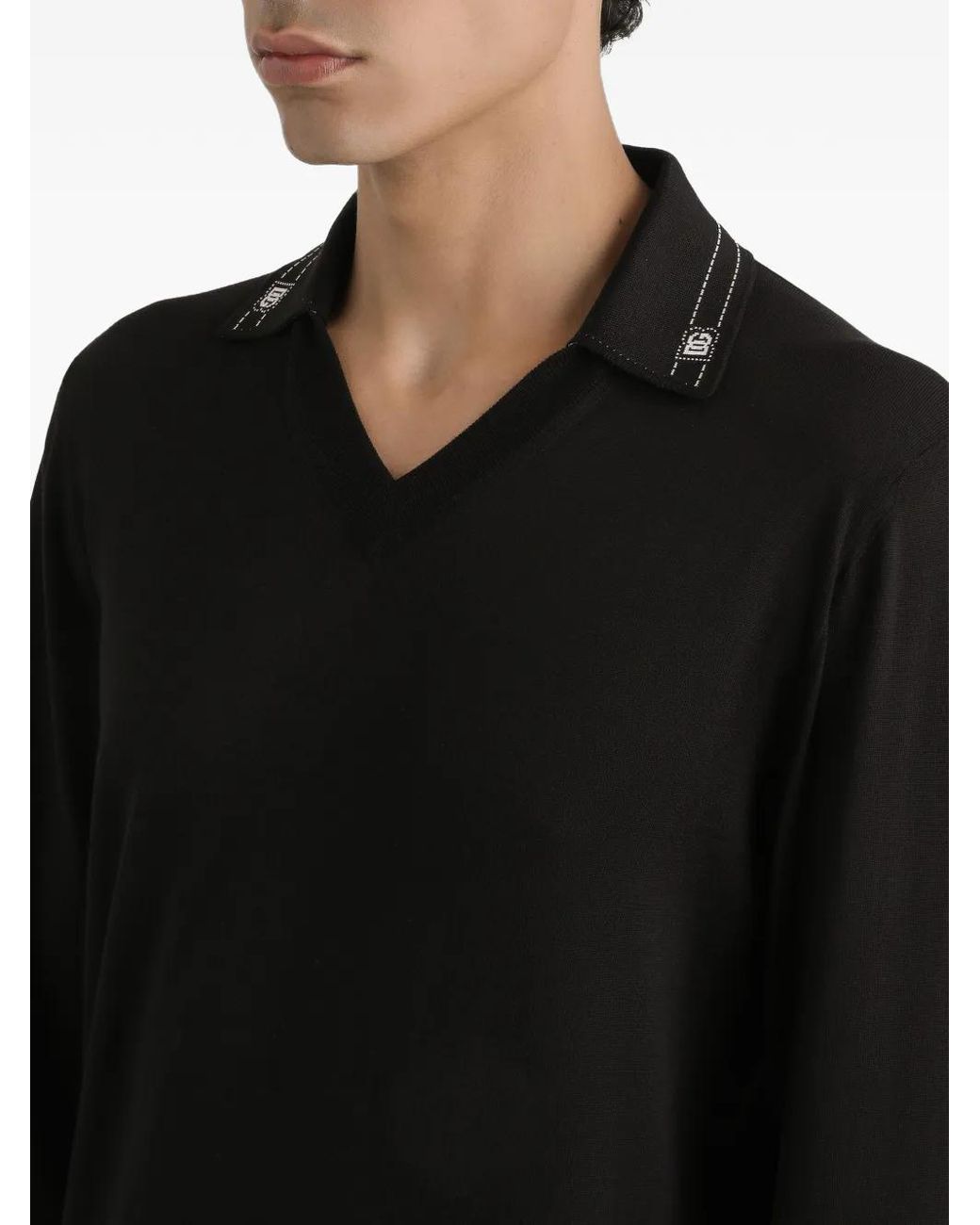 Dolce & Gabbana Black V-Neck Top for men