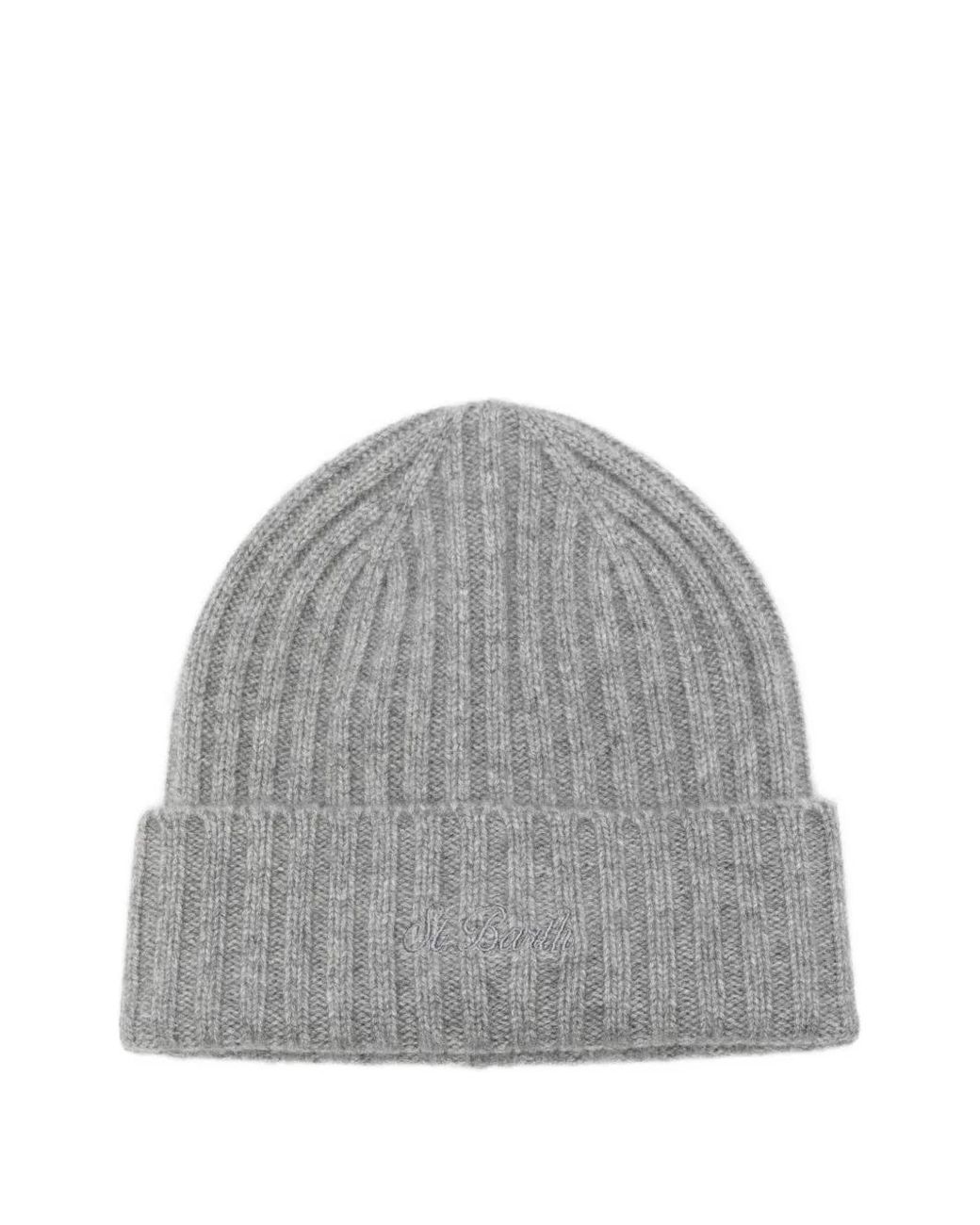 Mc2 Saint Barth Gray Wengen Cashmere Ribbed Hat for men