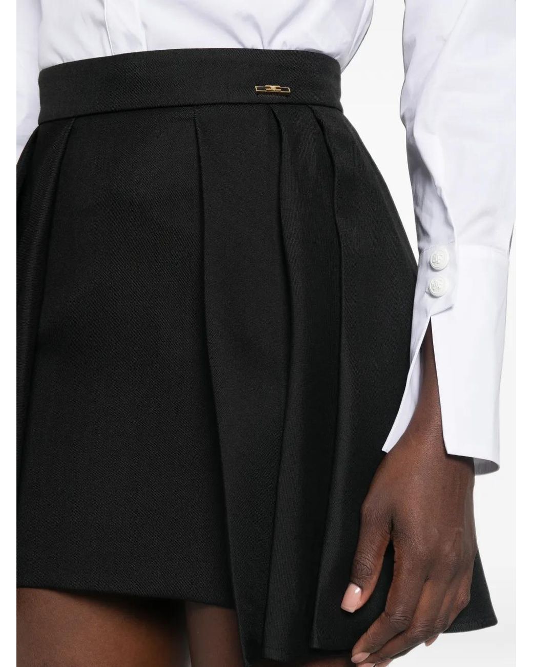 Elisabetta Franchi Black Cool Wool Miniskirt