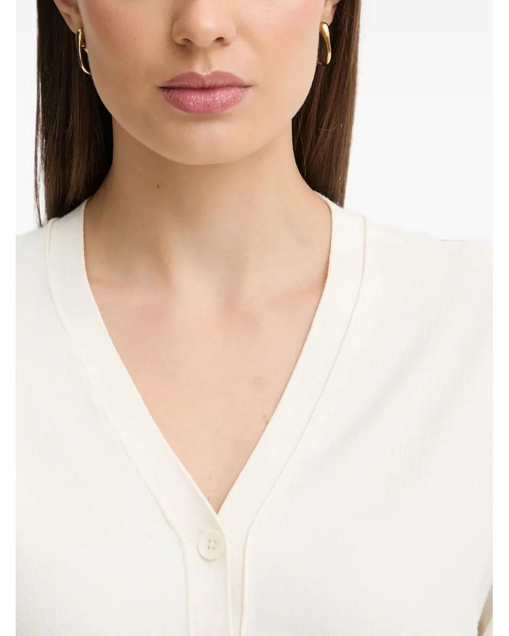 Sisley White V-Neck Button Cardigan