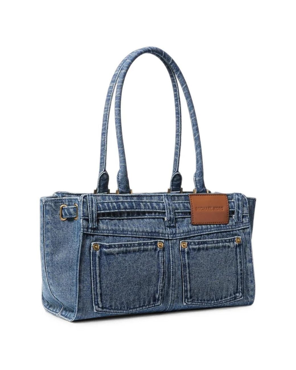 Michael Kors Blue Hamilton Moderne Small Washed Denim Satchel Bag