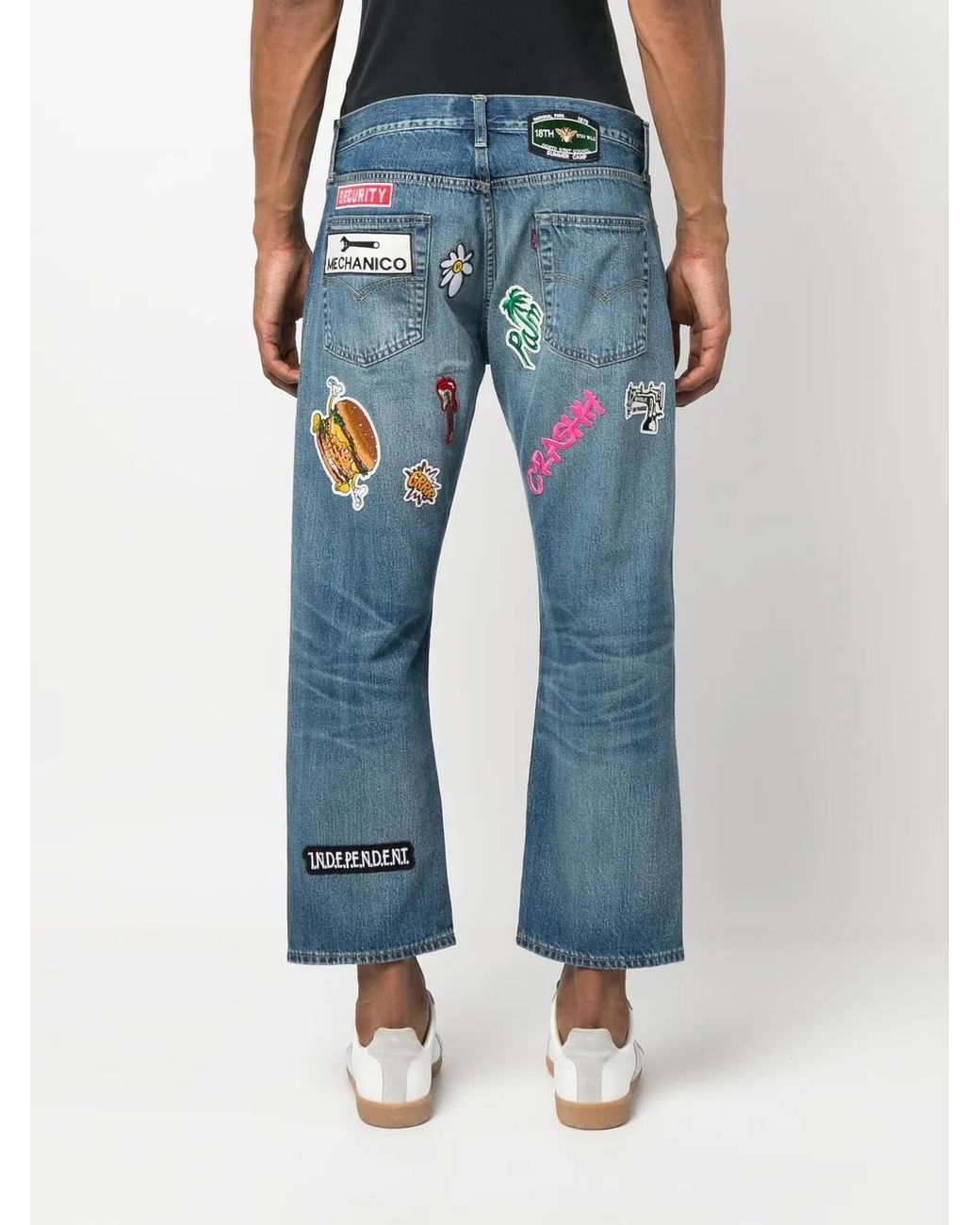 Jeans Crop Con Design Patchwork di Junya Watanabe in Blue da Uomo