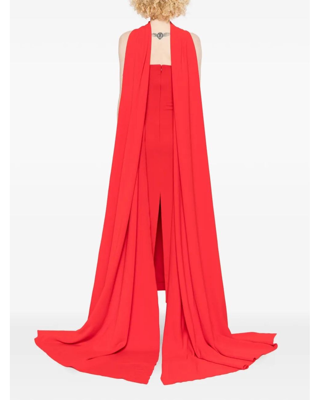 Solace London Red The Martine Draped Midi Dress