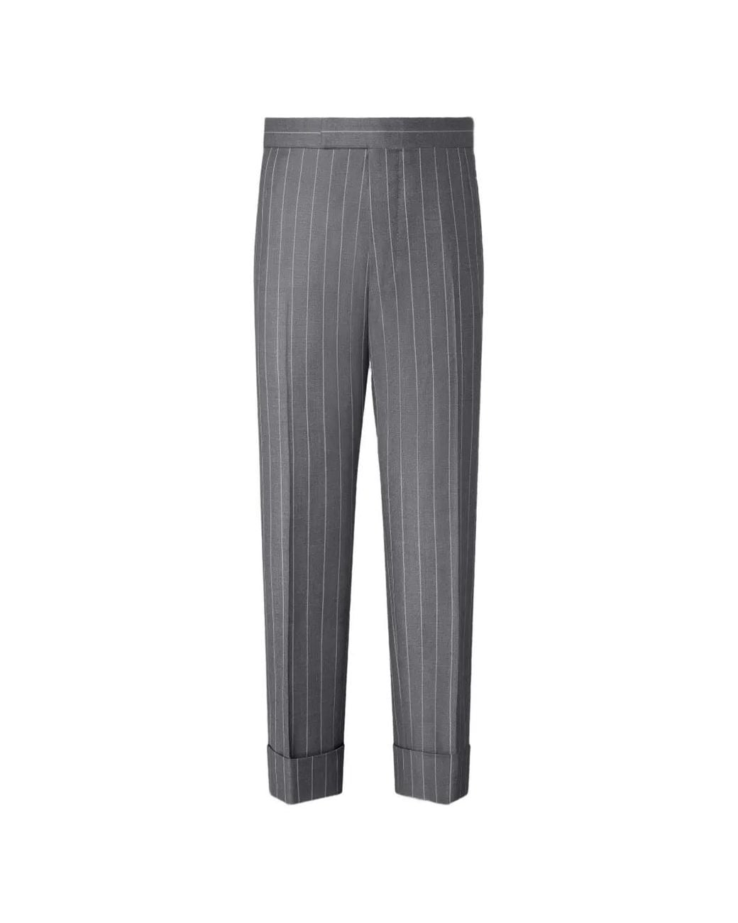 Thom Browne Gray Flannel Chalk Stripe Trousers for men