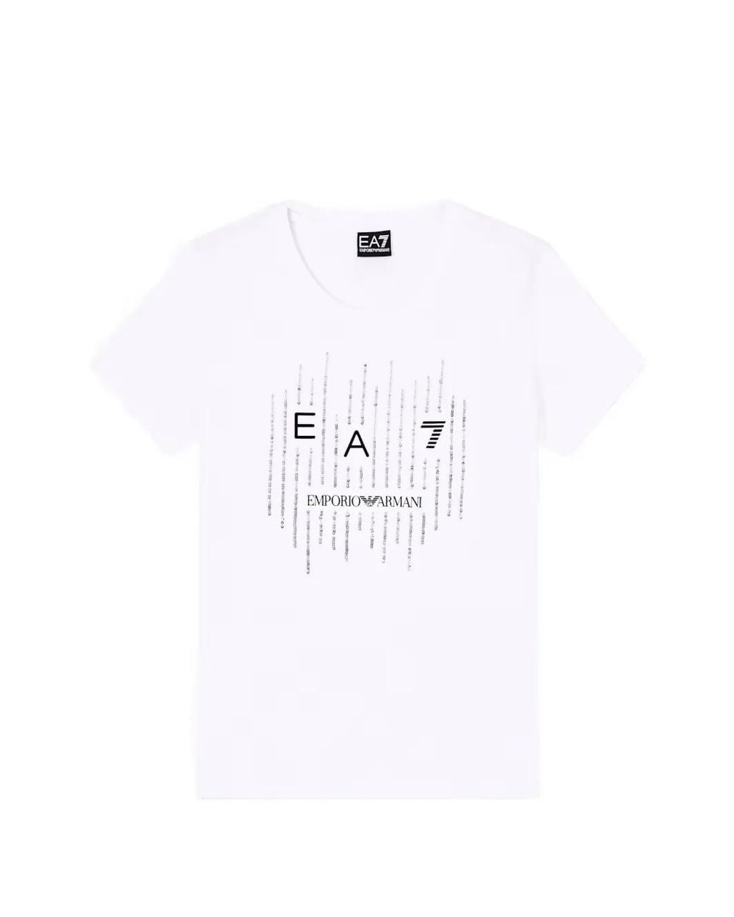 EA7 White Rhinestone-Embellished Logo-Print T-Shirt