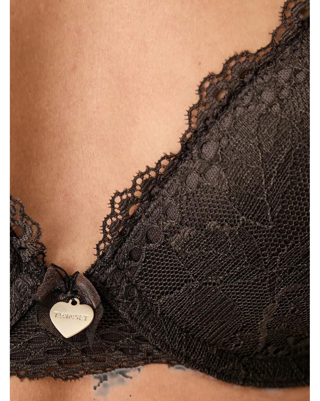 Twinset Black Lace-Trim Push-Up Bra