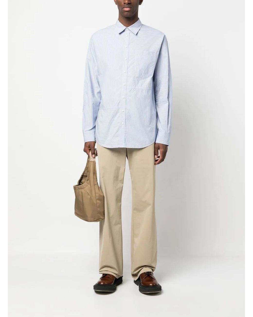 DSquared² Blue Stripe-Pattern Cotton Shirt for men