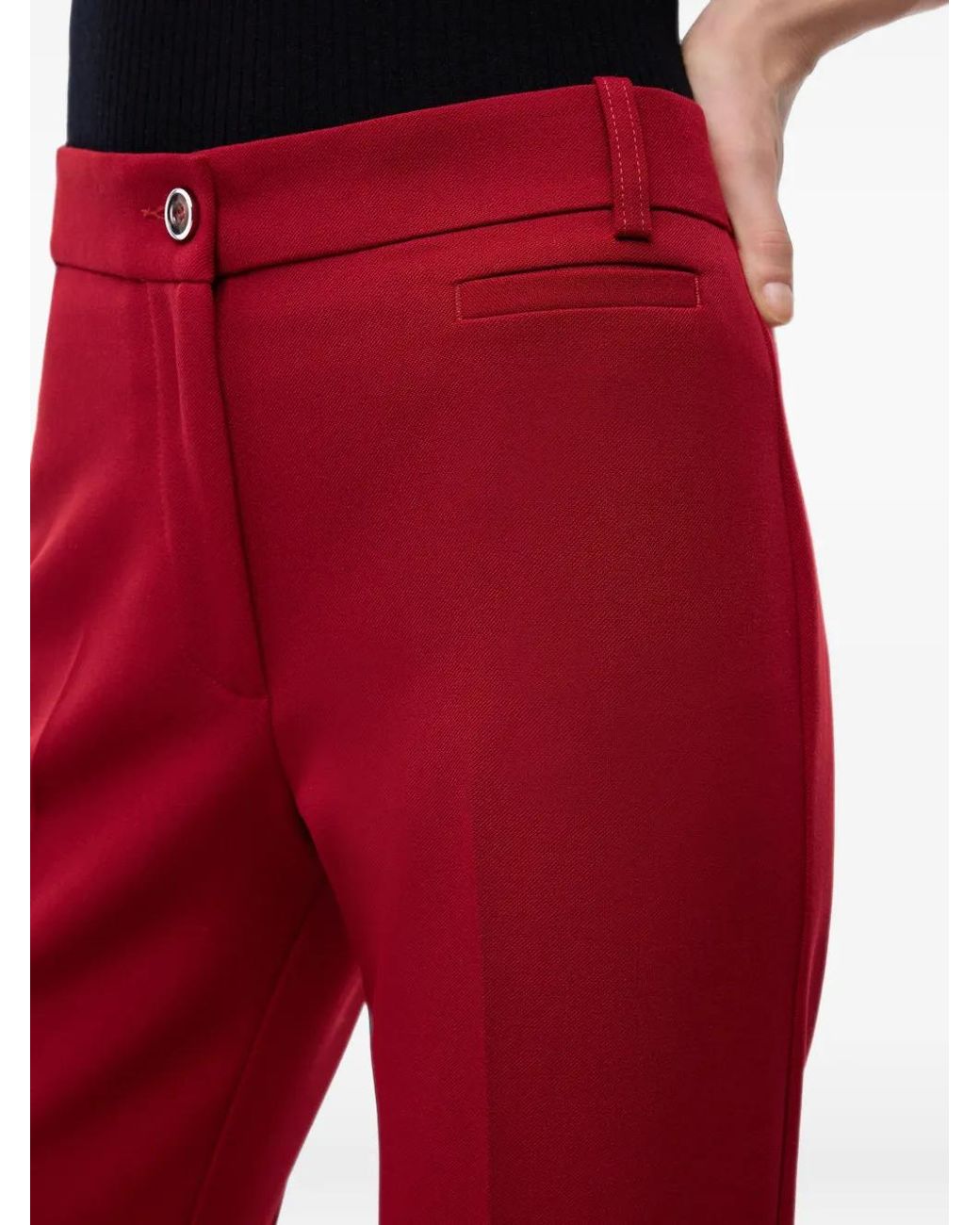 Pinko Red Protea Trousers With Pressed Crease Detail