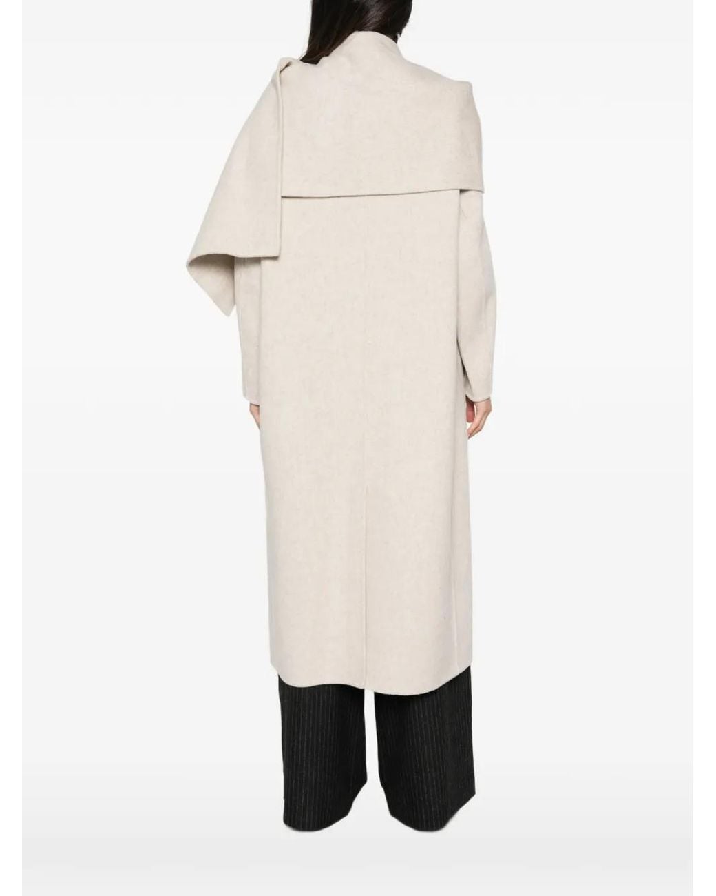 Soeur Natural Scarf-Detail Longline Coat