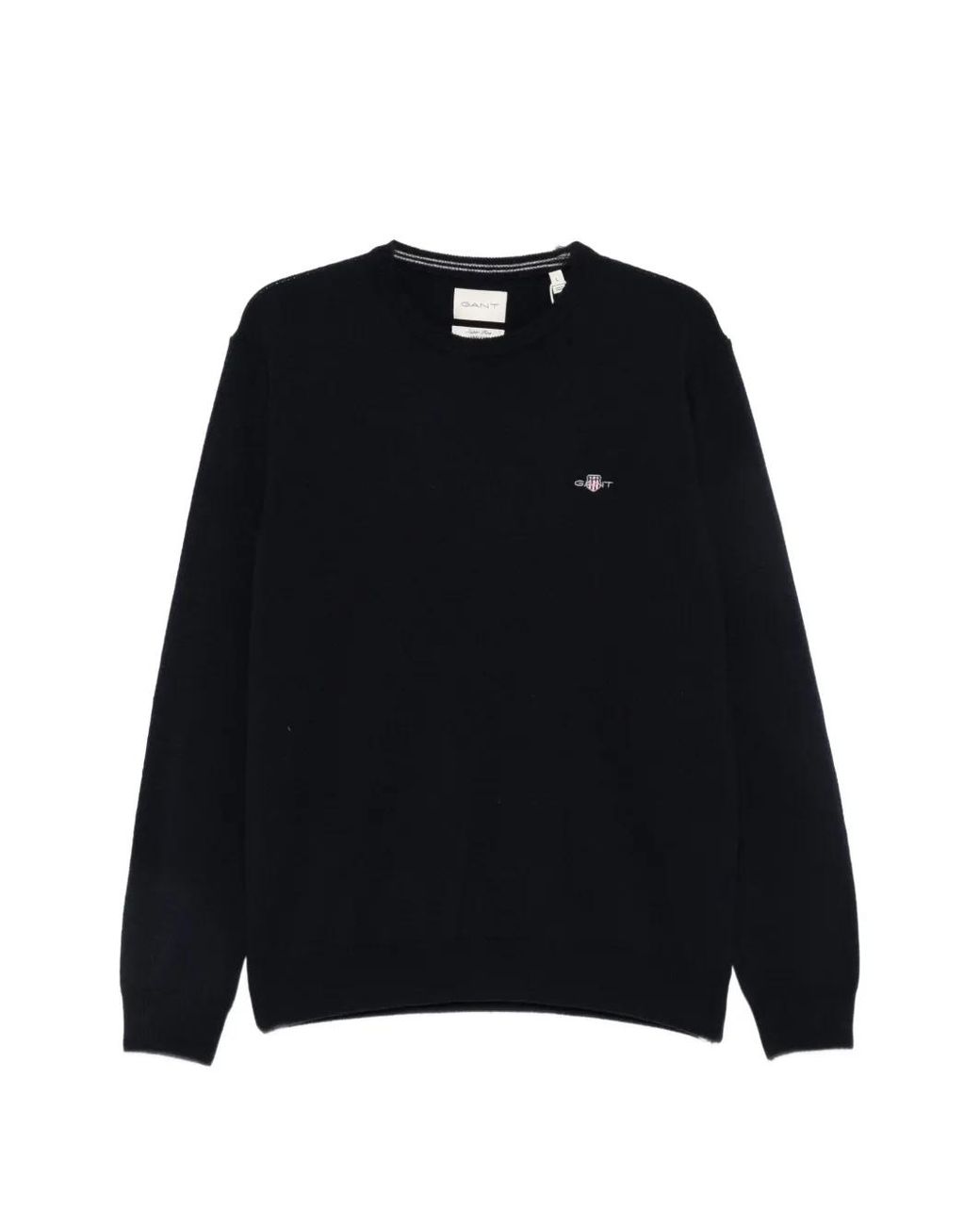 Gant Black Lambswool Crew-Neck Sweater for men