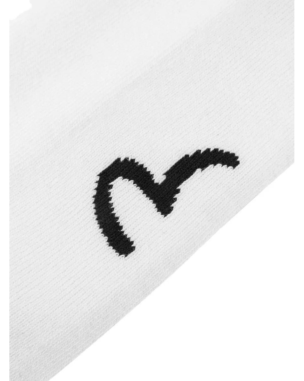 Evisu White Logo-Intarsia Ribbed-Knit Socks