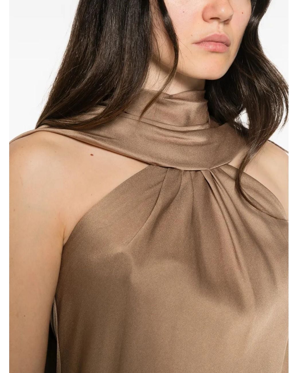 Jonathan Simkhai Brown Draped Halterneck Top
