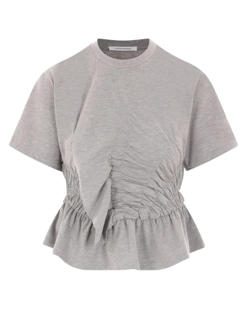 CECILIE BAHNSEN Gray Ruched T-Shirt