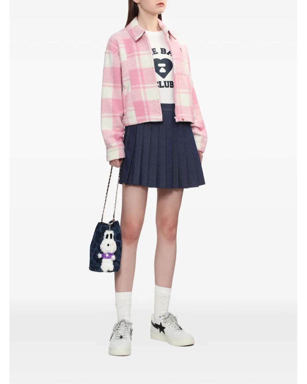 A Bathing Ape Pink Apee Check Zip Jacket