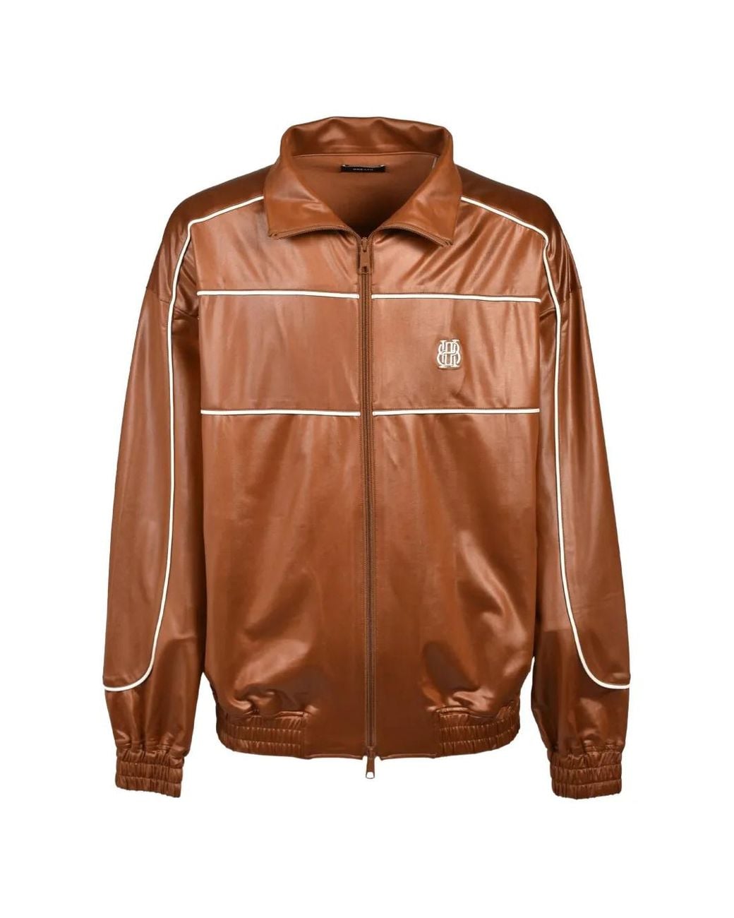 BREATH Brown Piping Coating Jacket for men