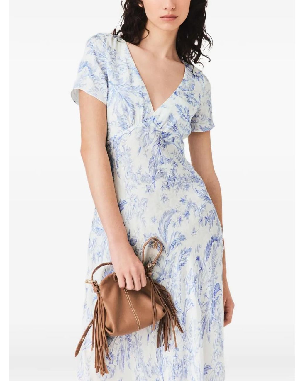 Maje Blue Flowing Patterned Maxi Dress