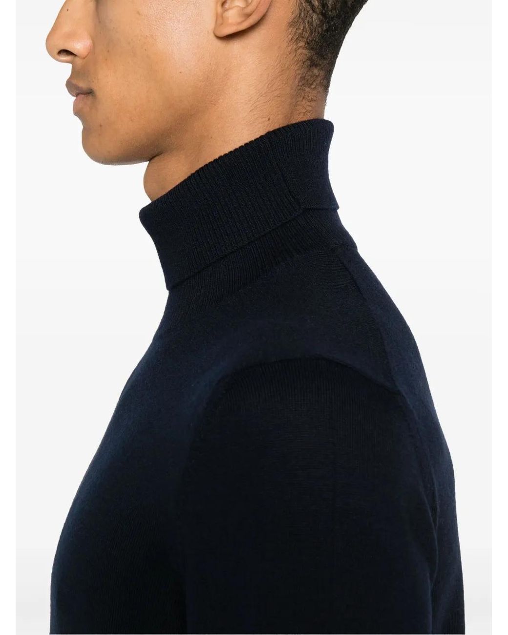 Fay Blue Wool Turtleneck Sweater for men