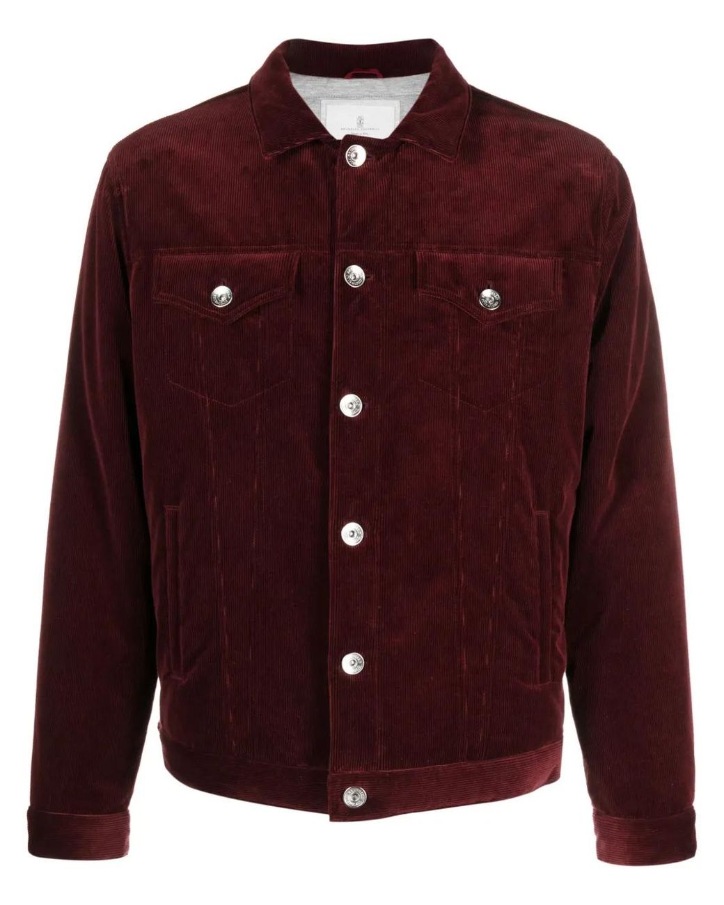 Brunello Cucinelli Purple Corduroy Padded Shirt Jacket for men