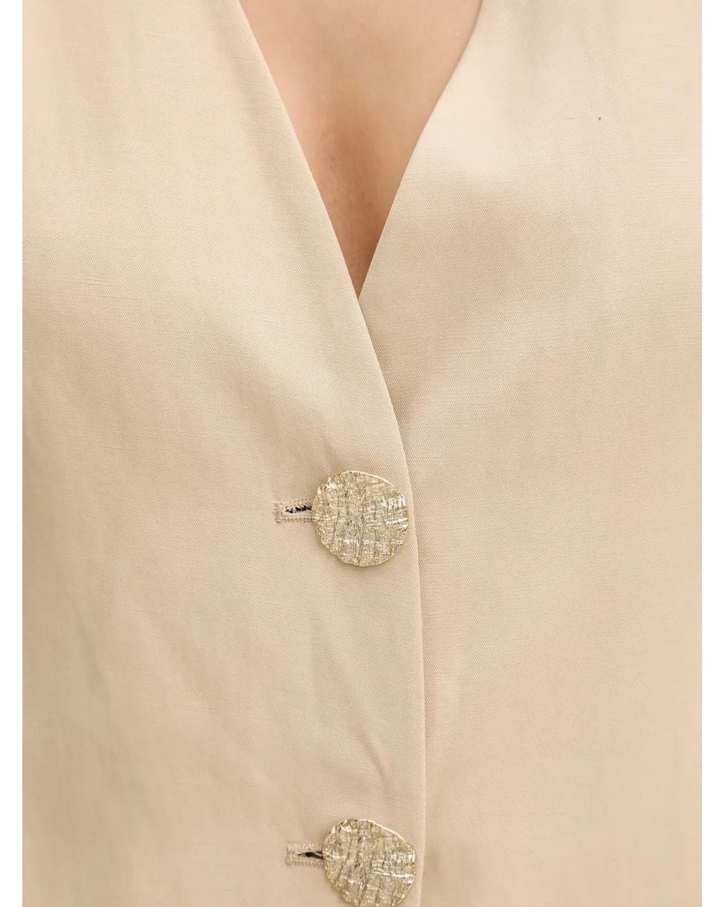 GAUDI White Button-Fastening Sleeveless V-Neck Top