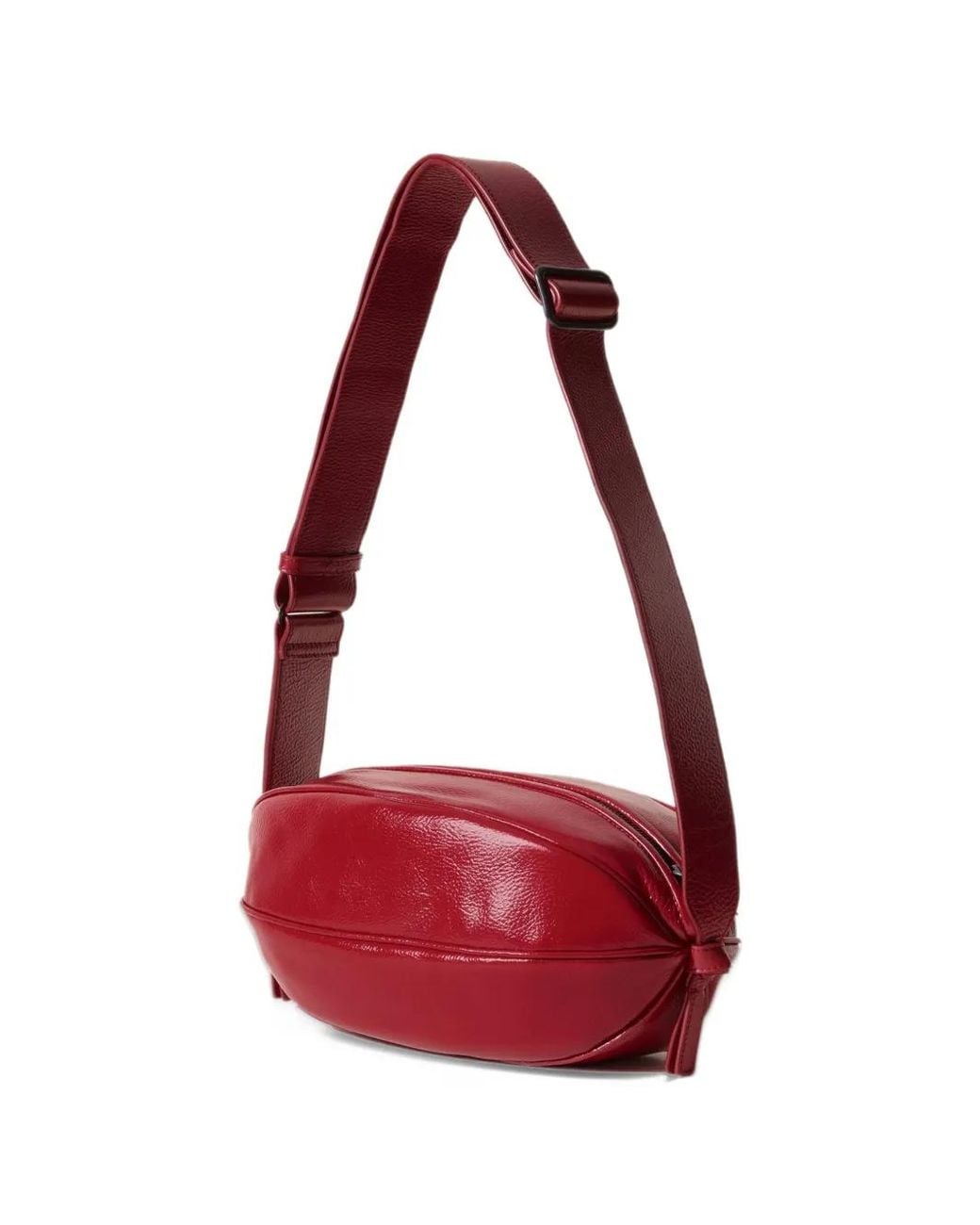 Hereu Red Large Boya Distressed Leather Crossbody Bag