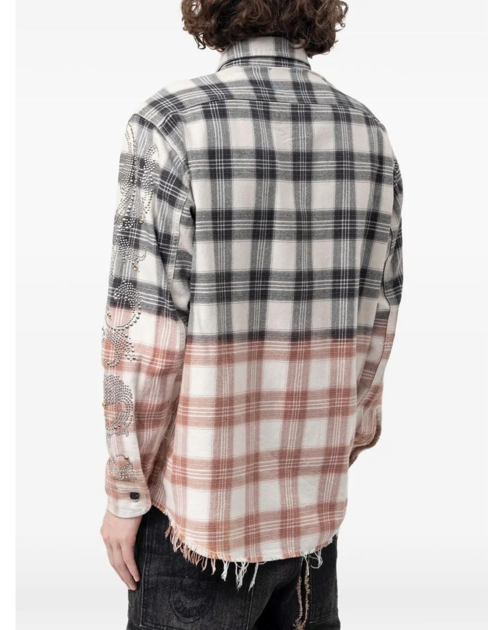 ERCOLE STUDIO Gray Crystal-Embellished Flannel Shirt for men