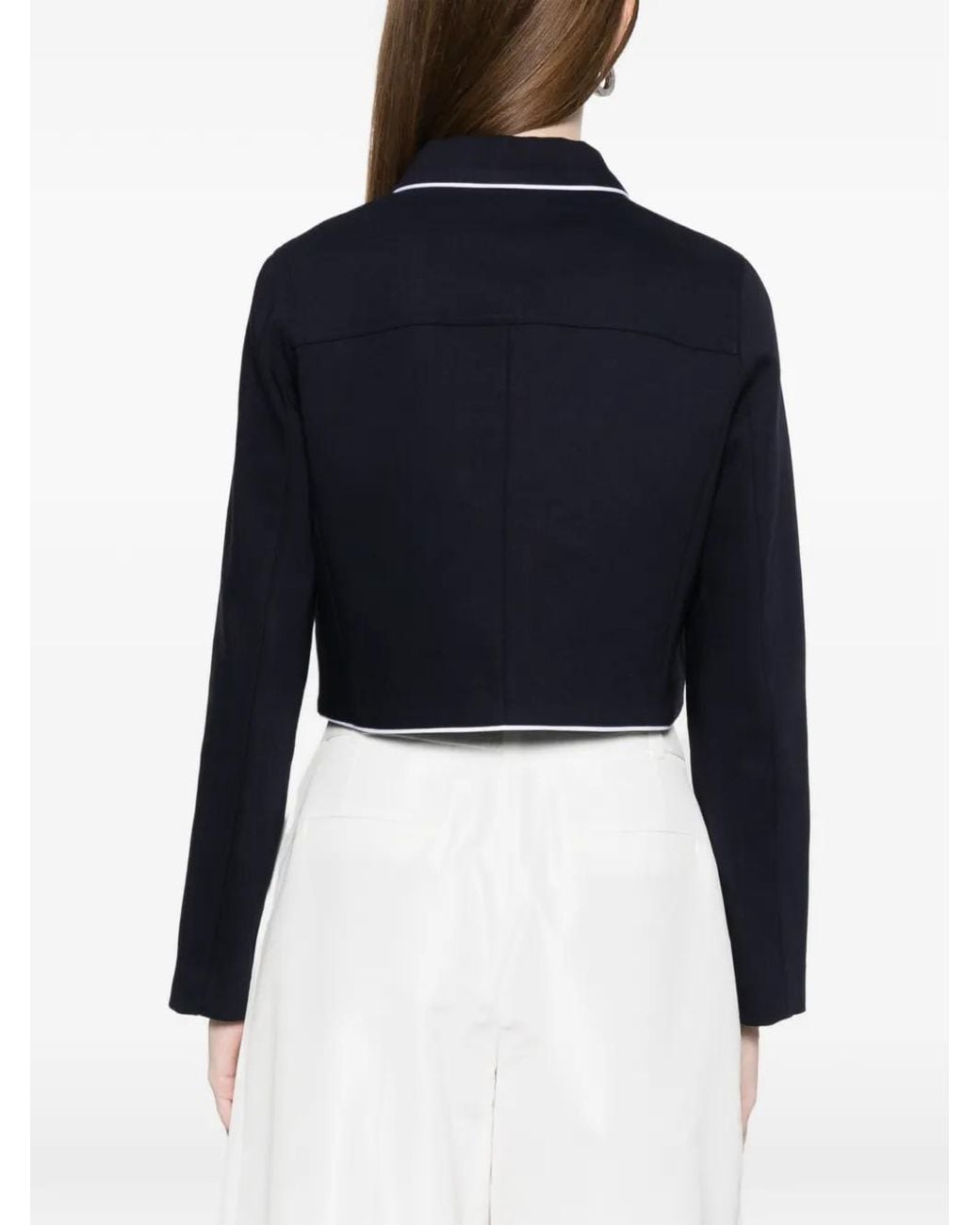 Maje Blue Buttoned Piped Jacket