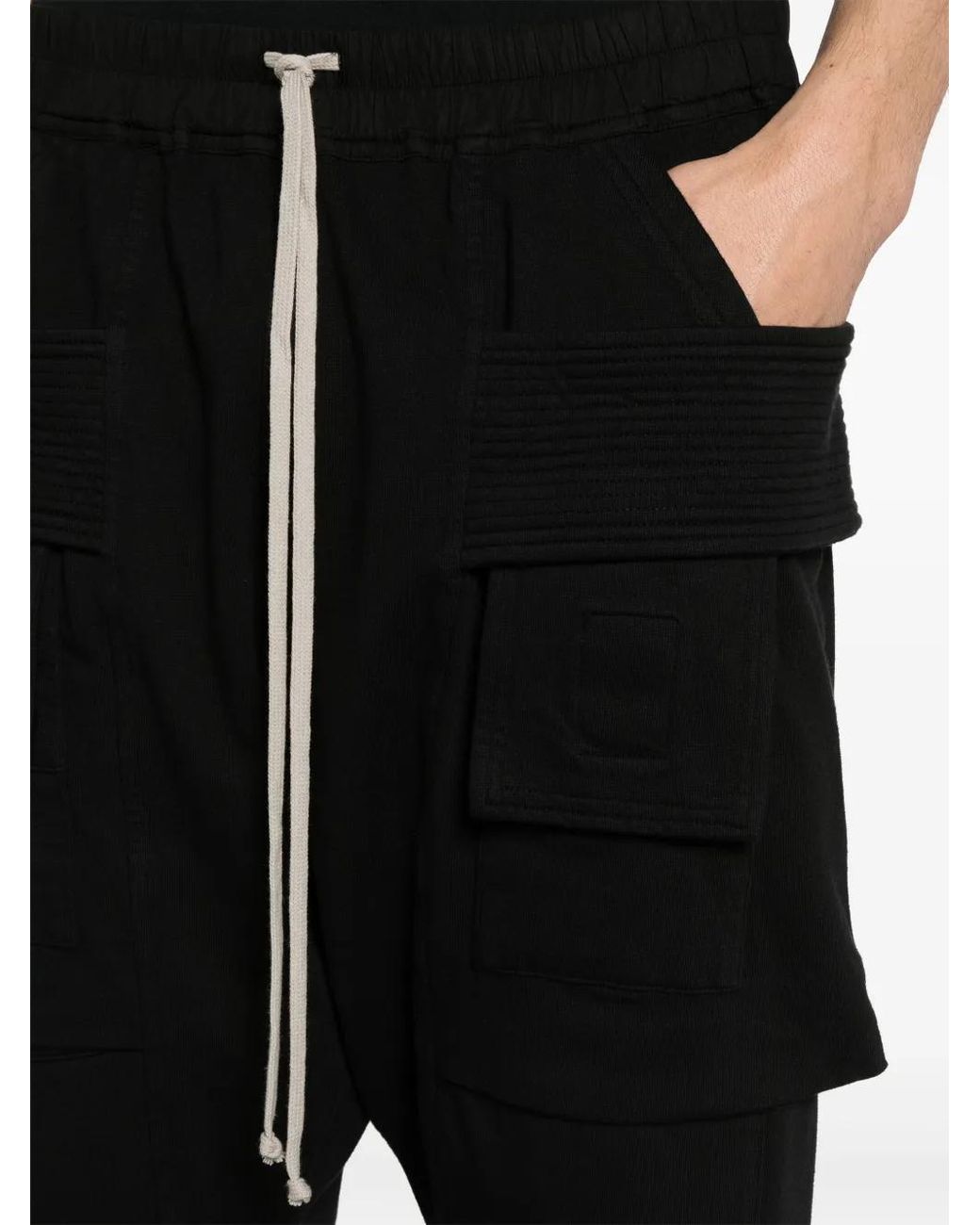 Rick Owens Black Creatch Cropped Cargo Trousers for men