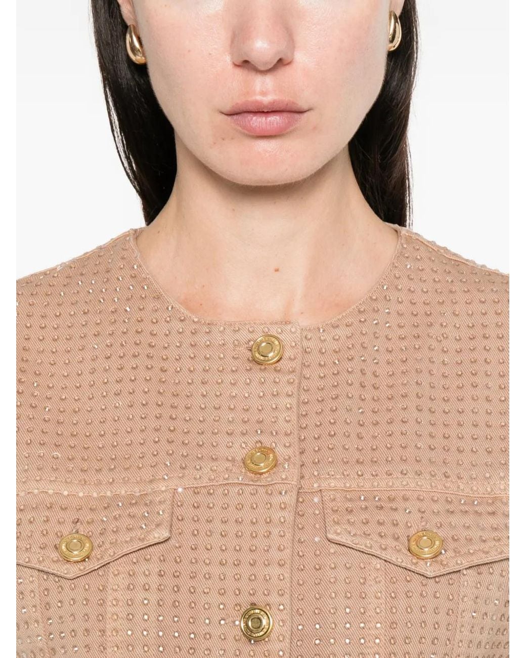 Blumarine Natural Rhinestone-Embellished Jacket