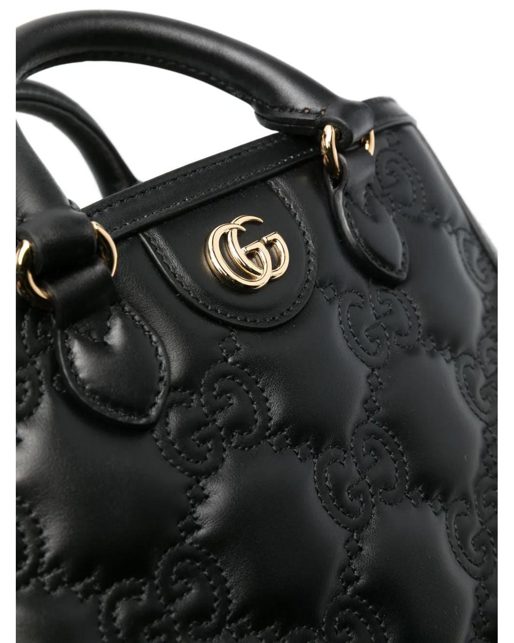Gucci Black Small Gg Matelassé Top-Handle Bag