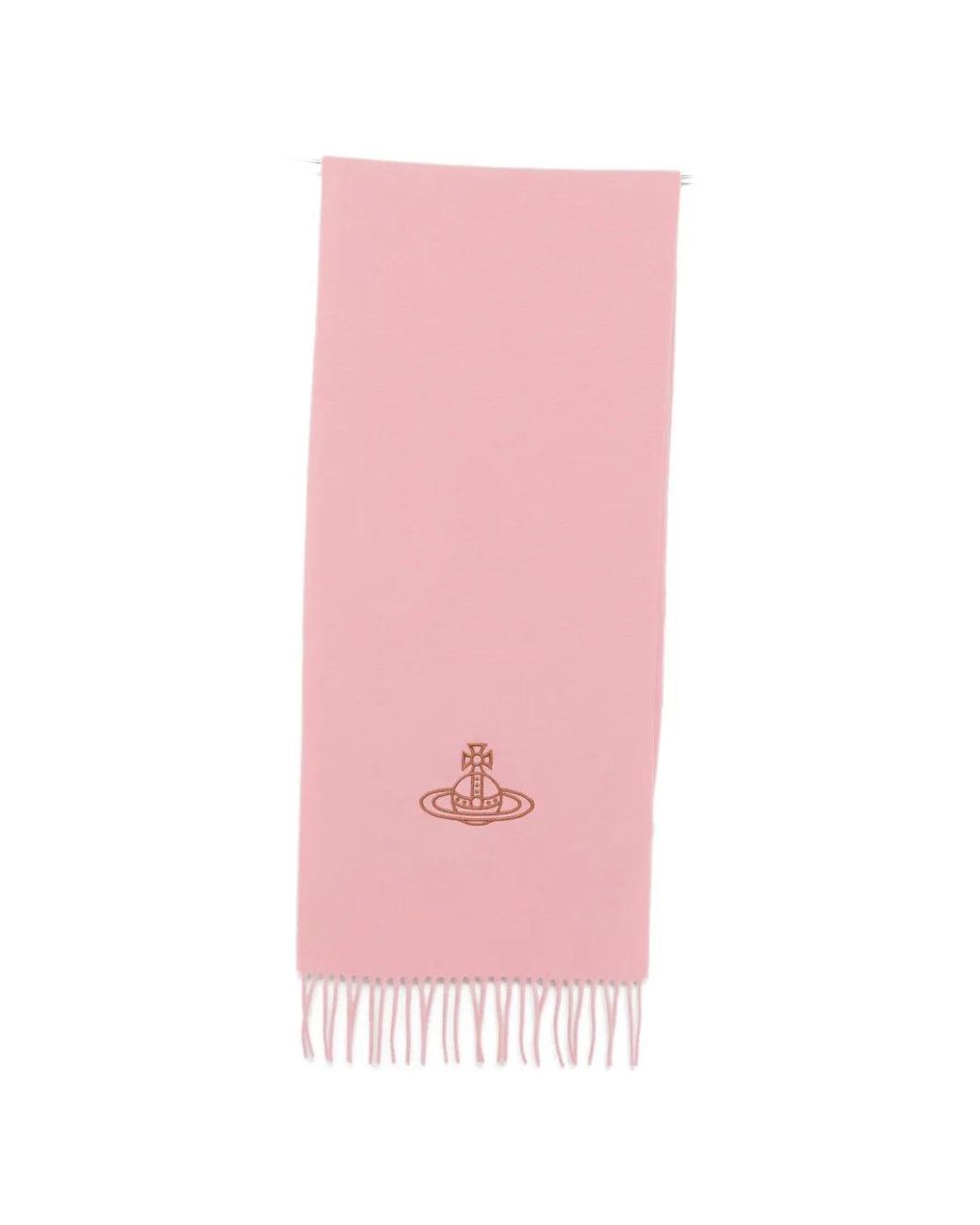 Vivienne Westwood Pink Orb-Embroidered Fringed Scarf