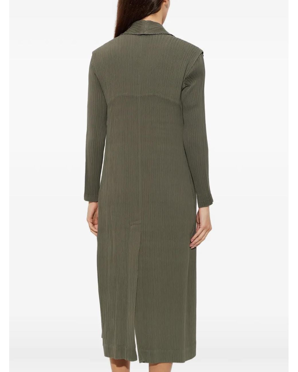 Issey Miyake Green Pleated Notch-Lapel Jacket