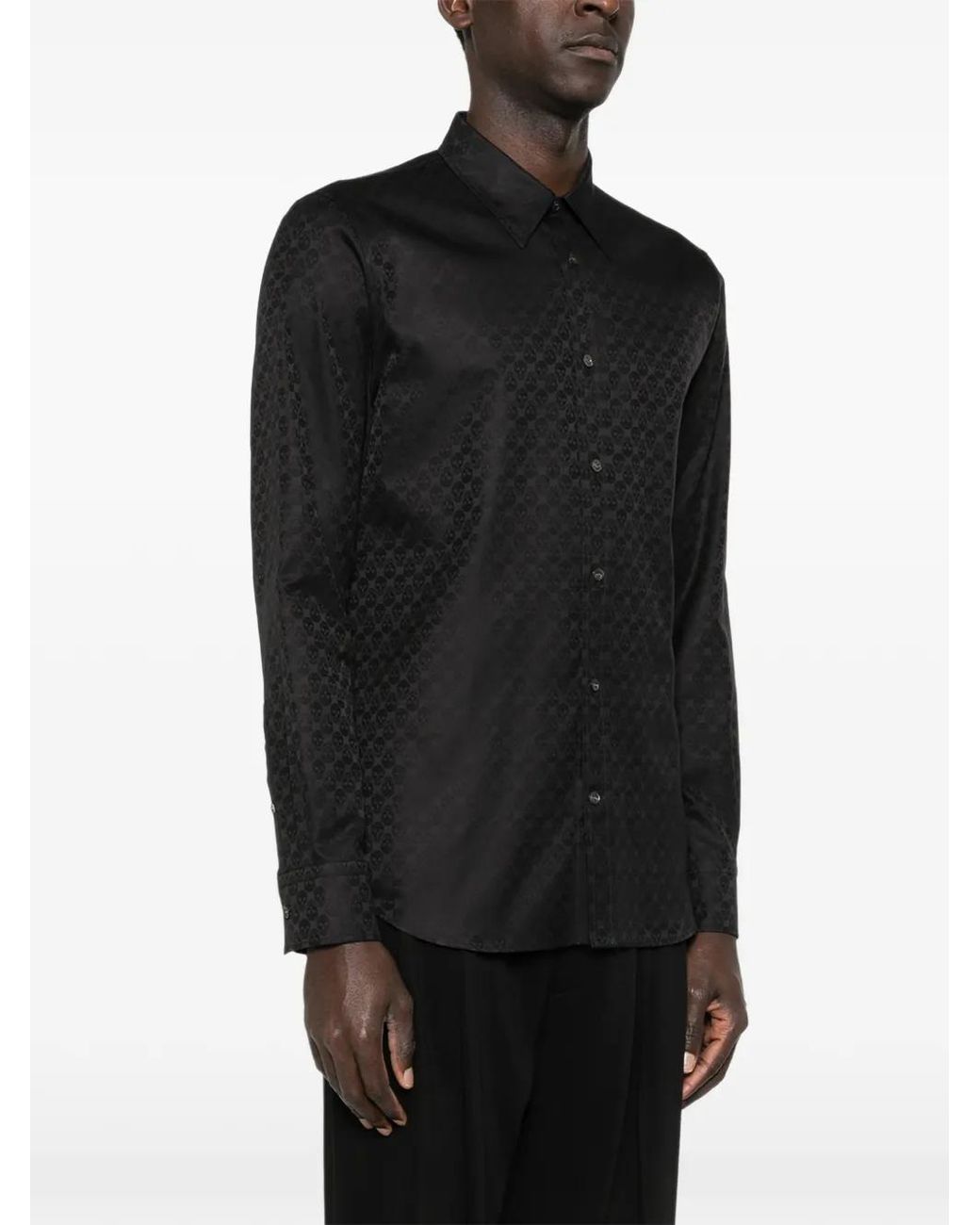 McQueen Black Skull-Pattern Shirt for men