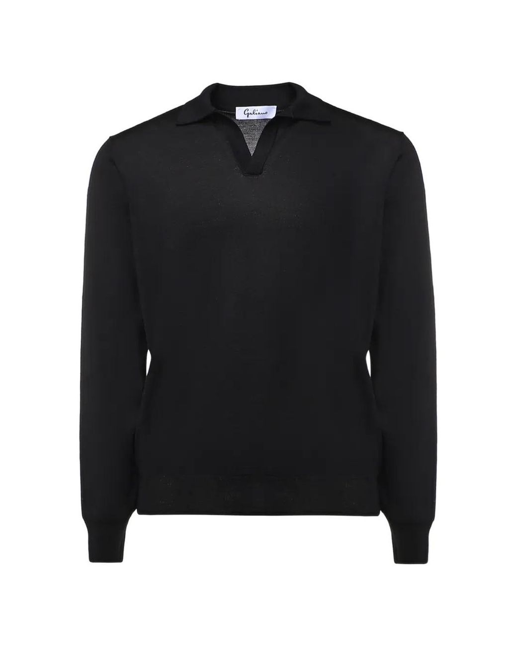 Galiana Black Polo-Collar Knitwear for men