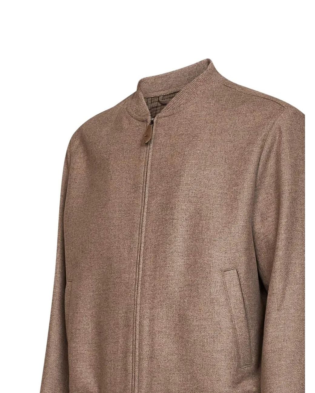 Etro Brown Pegaso-Logo Wool Bomber Jacket for men