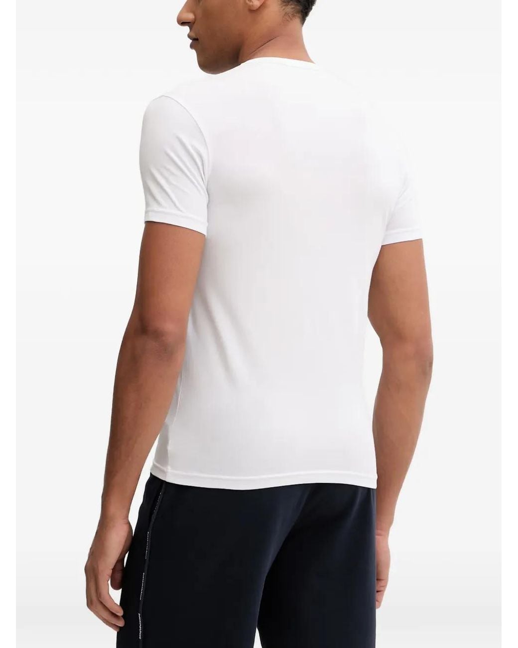 Emporio Armani White Two-Pack Of Jersey T-Shirts With Bold Monogram Logo for men