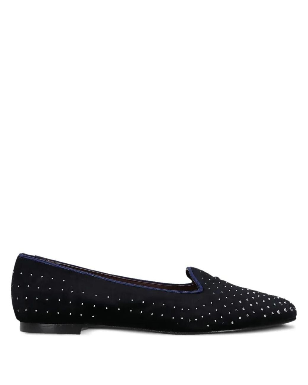 Castaner Black Studded Velvet Loafers